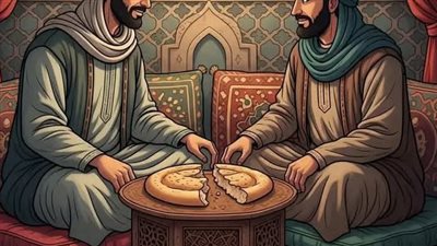 يحكى أن رجلاً  غريبا دخل إلى مطعم في الشام