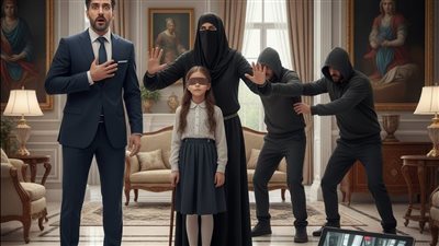 عاد الأب الثري إلى منزله ليجد خادمته تحمي ابنته العمياء