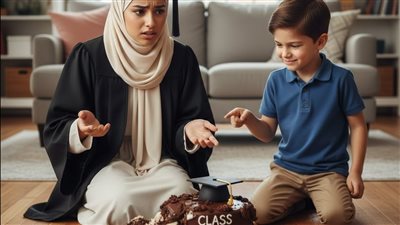 ألقى ابن أختي كعكة تخرّجي على الأرض