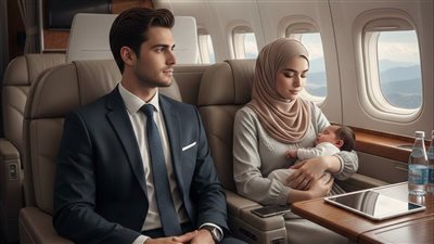 جلست في المقعد الخطأ على متن الطائرة، لكن الرجل الجالس إلى جوارها كان مليونيرًا… وانتهى الأمر بأن وقع في حبها