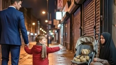 تجاهل رجلٌ ثريٌّ متسوّلةً أمام الفندق