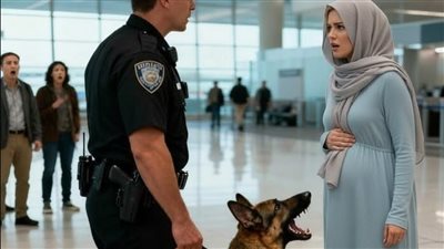 كلبٌ ينبح بجنون على امرأة حامل في المطار—والحقيقة التي يكشفها رجال الأمن بعدها مذهلة… 