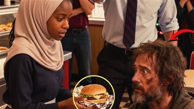 نادلة قدّمت برغرًا مجانًا لمشرّد… فصرخ بها المدير أمام الجميع، ثم حدث ما لم يتوقّعه أحد!
